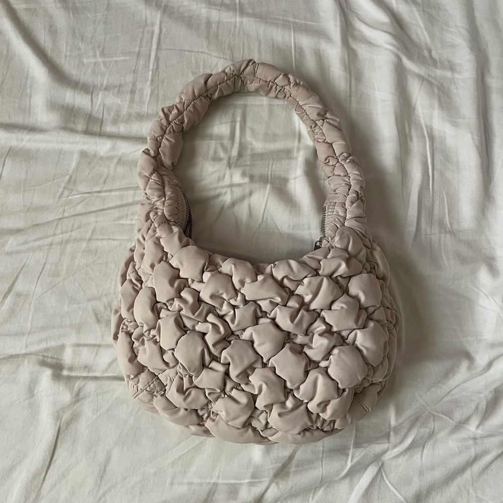 Aritzia Cream Quilted Shoulder Bag
